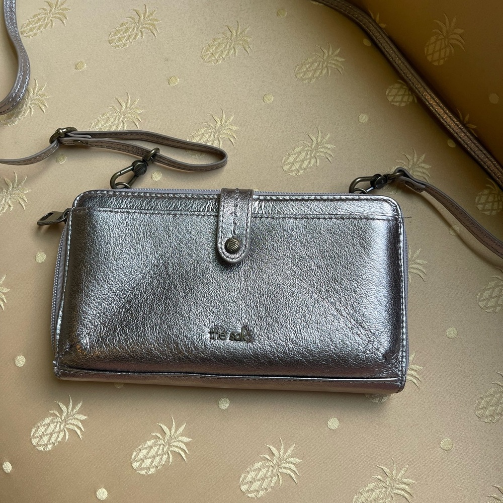 The Sak Metallic Brown Leather Utility Wallet Crossbody - Pristine Condition